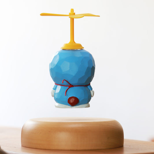 Wooden Magnetic Levitating Cat Figurine | Unique Desk Ornament & Gift Idea