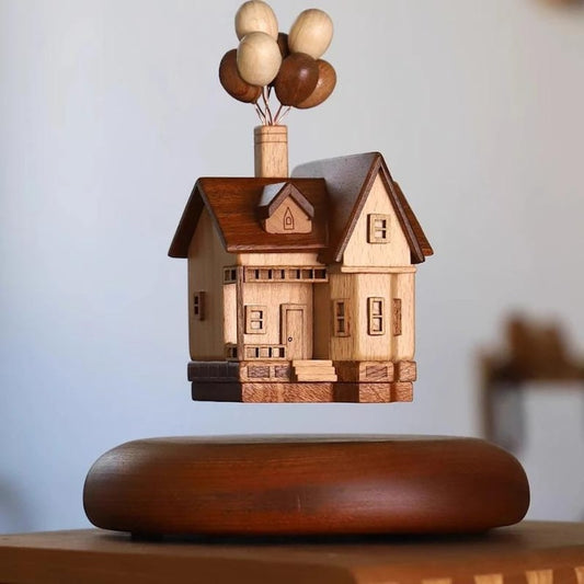Wooden Floating House Automaton | Magnetic Levitating Up House with Balloons