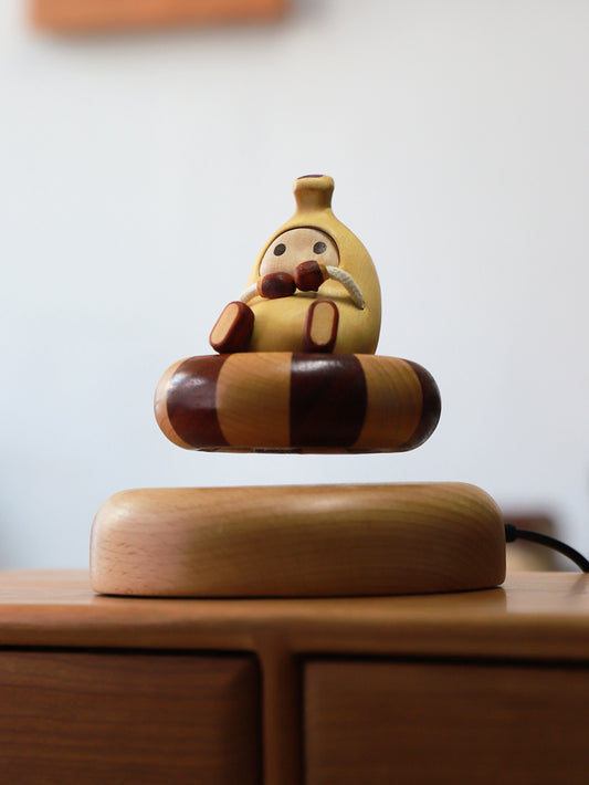 Nordic Wooden Creative Floating Desk Ornament – Silent Magnetic Levitation Home Decor Gift