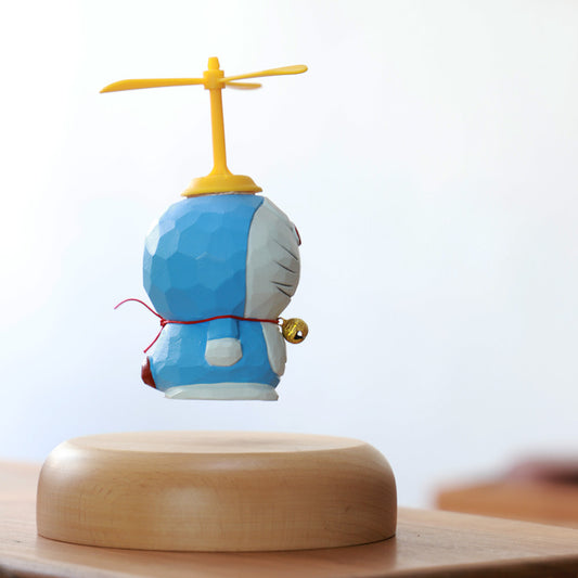 Wooden Magnetic Levitating Cat Figurine | Unique Desk Ornament & Gift Idea