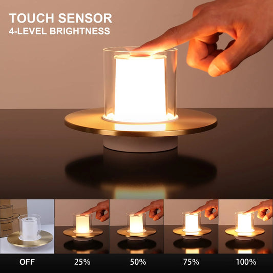 Candlelike Design Desk Night Lamp Touch Control Dimming Rechargeable Portable Table Lamp for Bedroom Dorm Dating Place Gold