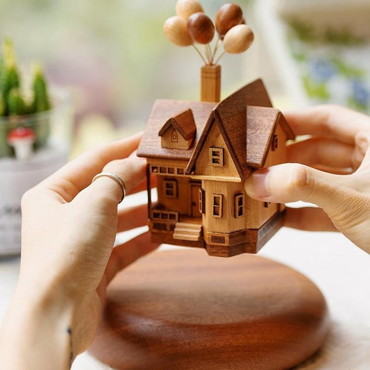 Wooden Floating House Automaton | Magnetic Levitating Up House with Balloons