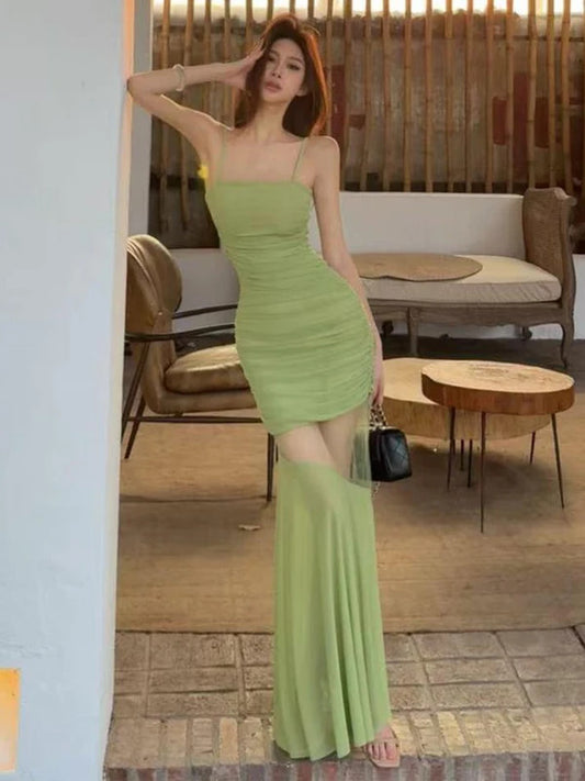 11-Sexy Off Shoulder Camis Dress Women Fashion Slim Mesh Patchwork Dress Casual Chic Elegant Bodycon Lady Party Vestidos